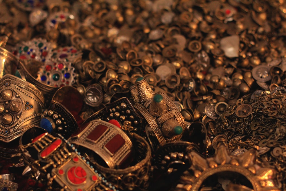 a close up of a bunch of jewelry