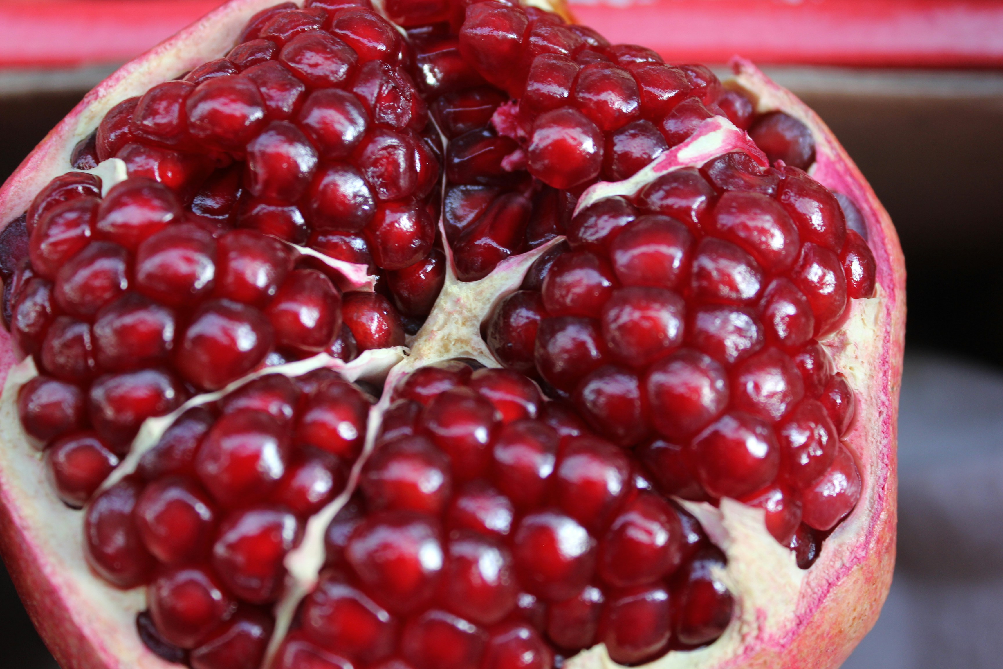 a pomegranate that has been cut in half