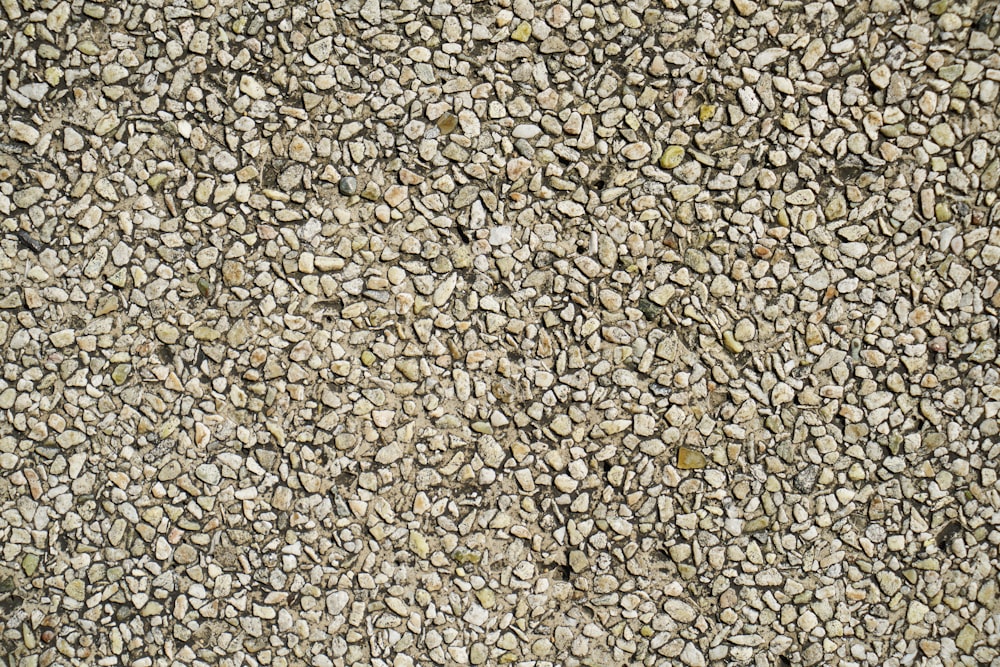 a close up of a stone wall with small rocks