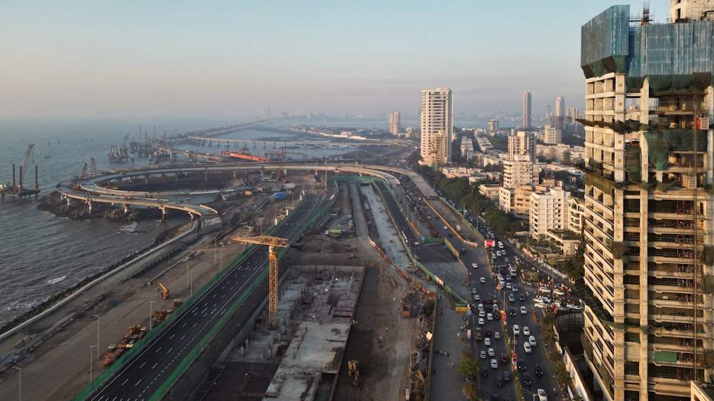 a view of a city from a tall building