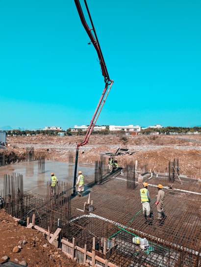 construction workers are working on a construction site