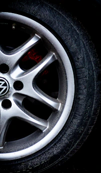 a close up of a tire on a car