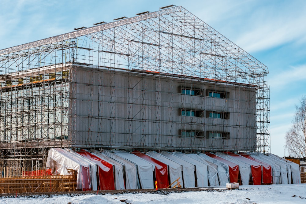 a large building with a lot of scaffolding around it