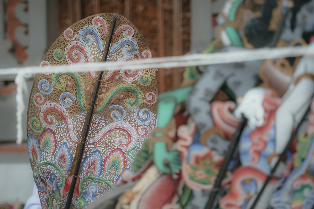 a close up of a pair of skis on a rack