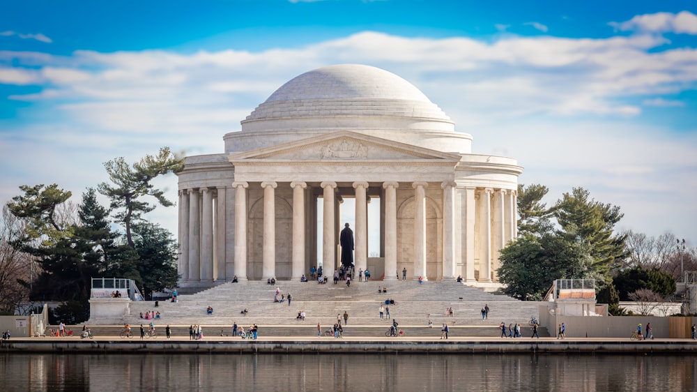 a view of the jefferson memorial from across the water