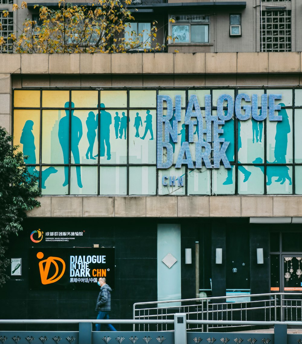 a building with a large sign on the side of it