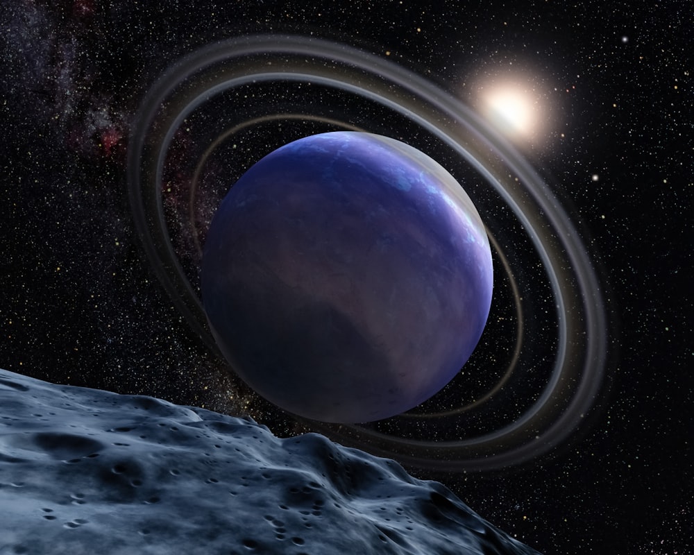 an artist's rendering of a planet with rings around it
