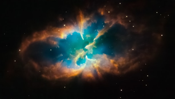 a colorful star in the middle of a black sky