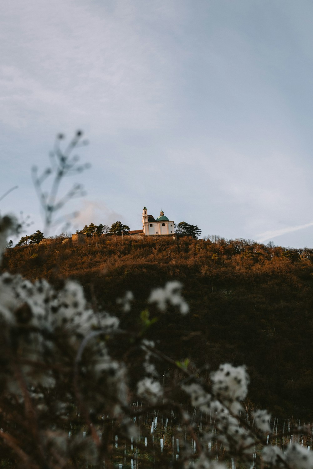 a house on a hill with a sky background