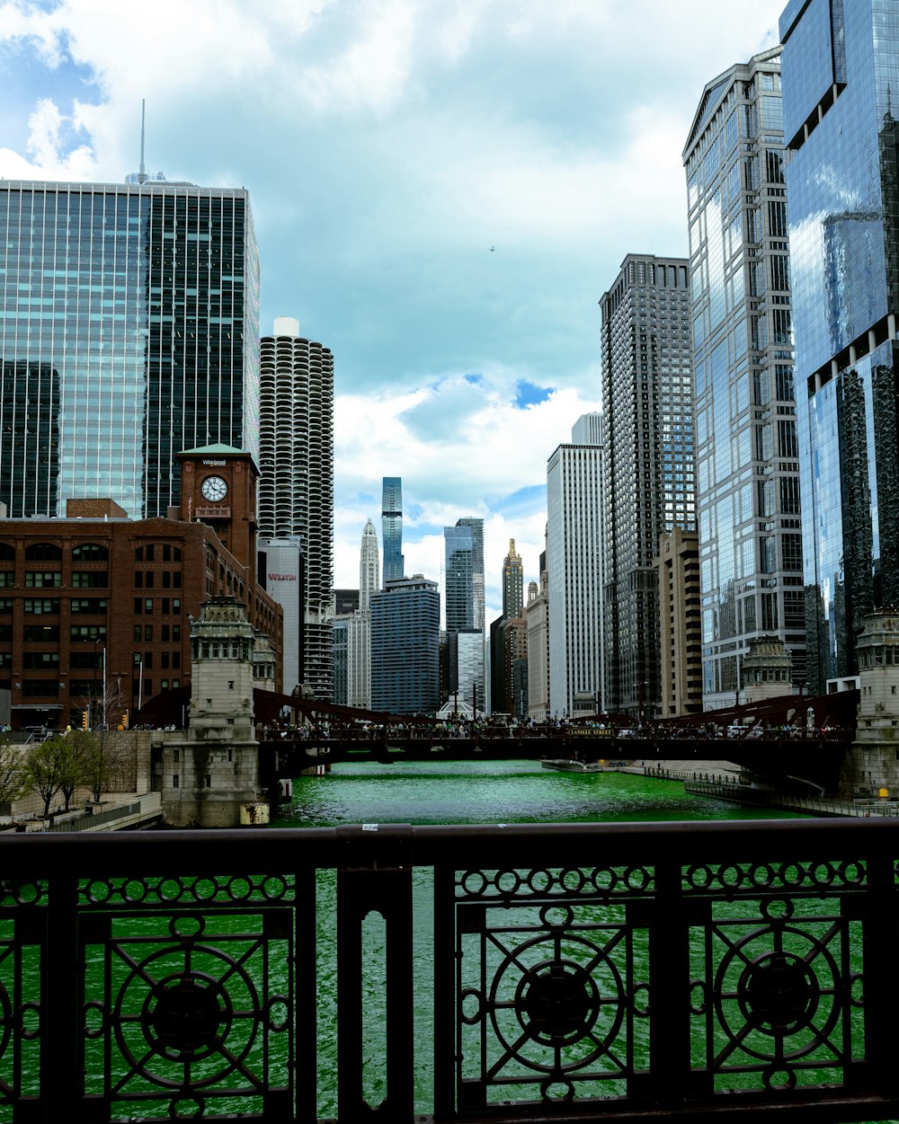 a view of a city from a bridge