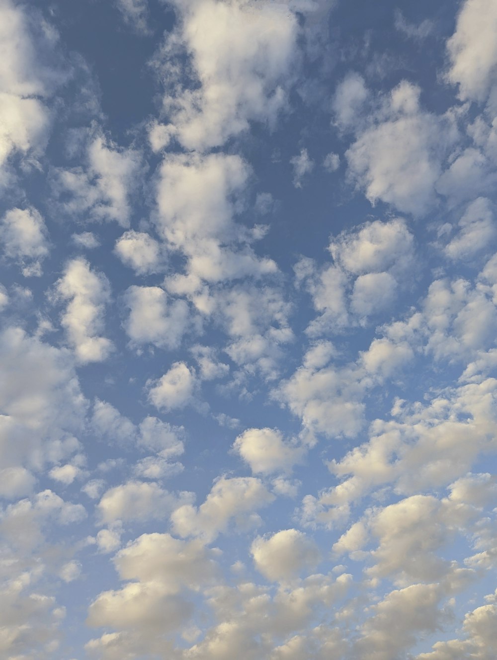 a plane flying through a cloudy blue sky