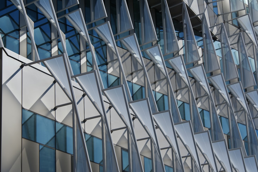 a close up of a building with many windows