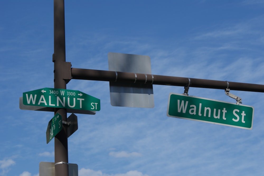 a street sign on a pole with a sky background