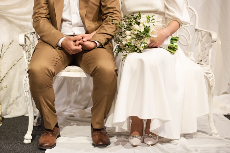 Glamorous bride and groom moment