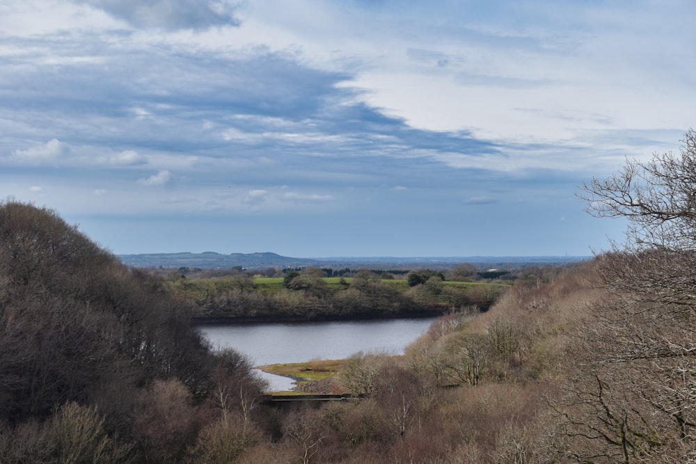 a river running through a lush green countryside