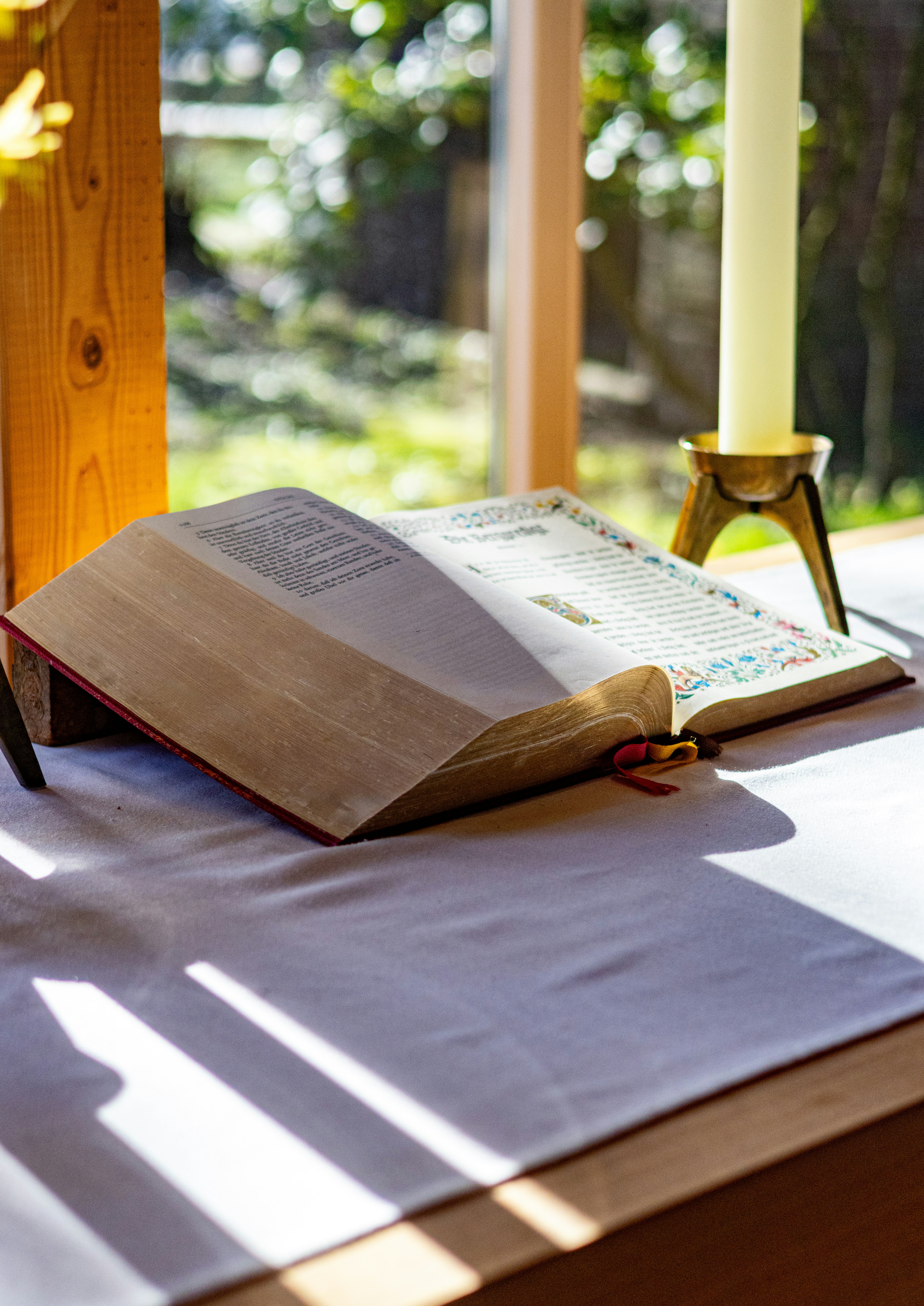 an open book sitting on top of a table