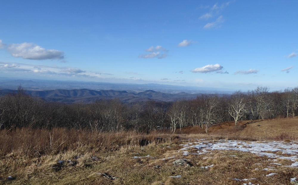 a view of the mountains from the top of a hill