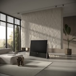 a living room with a large flat screen tv