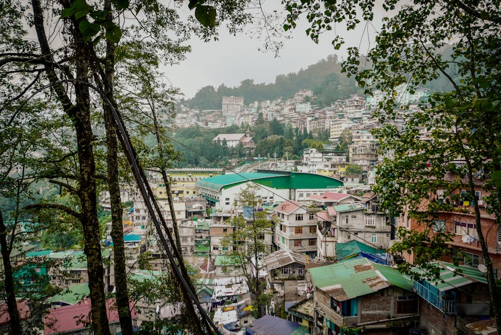 a view of a city from the top of a hill