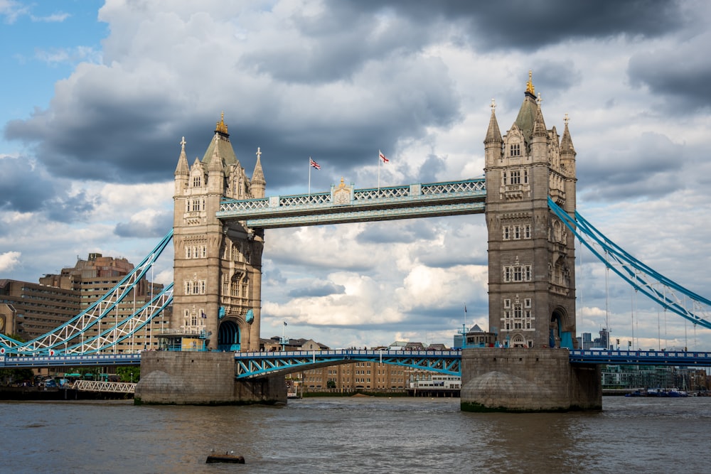 a view of the tower bridge from across the river