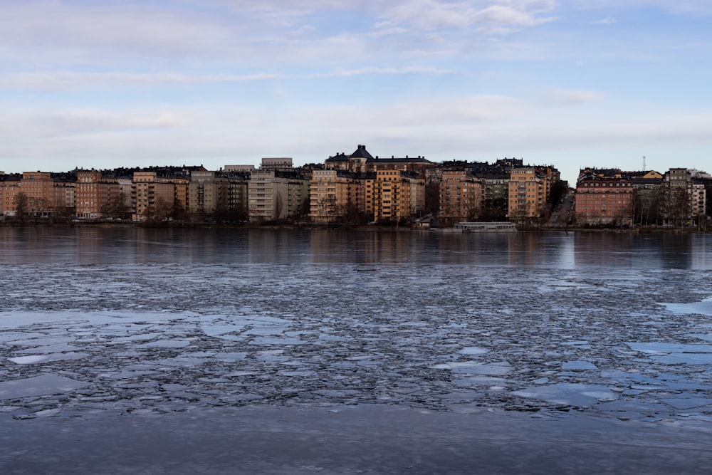 a large body of water with ice on it