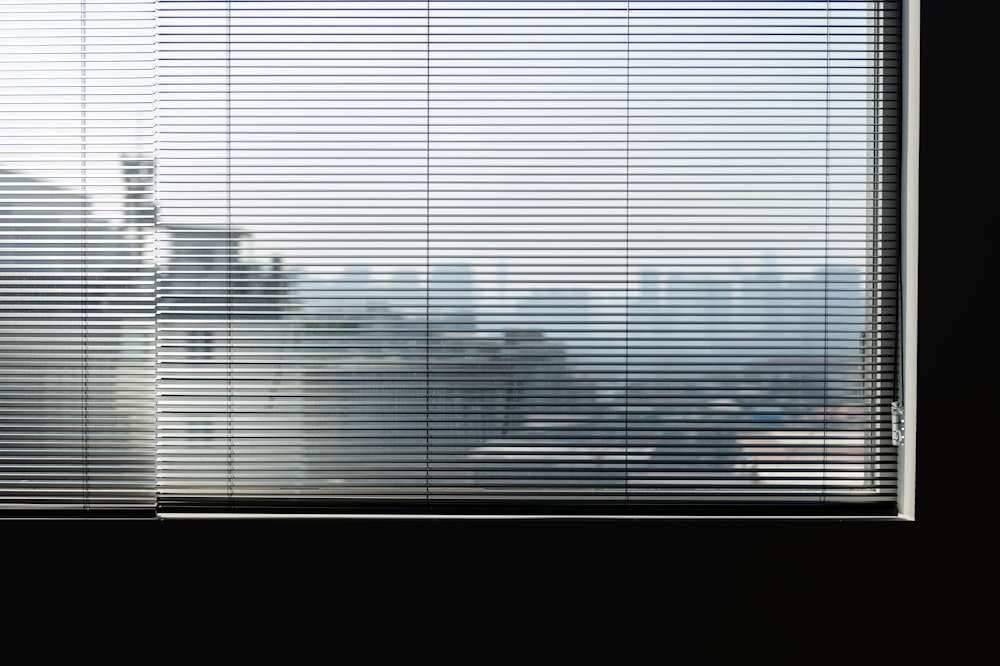 a view of a building through a window