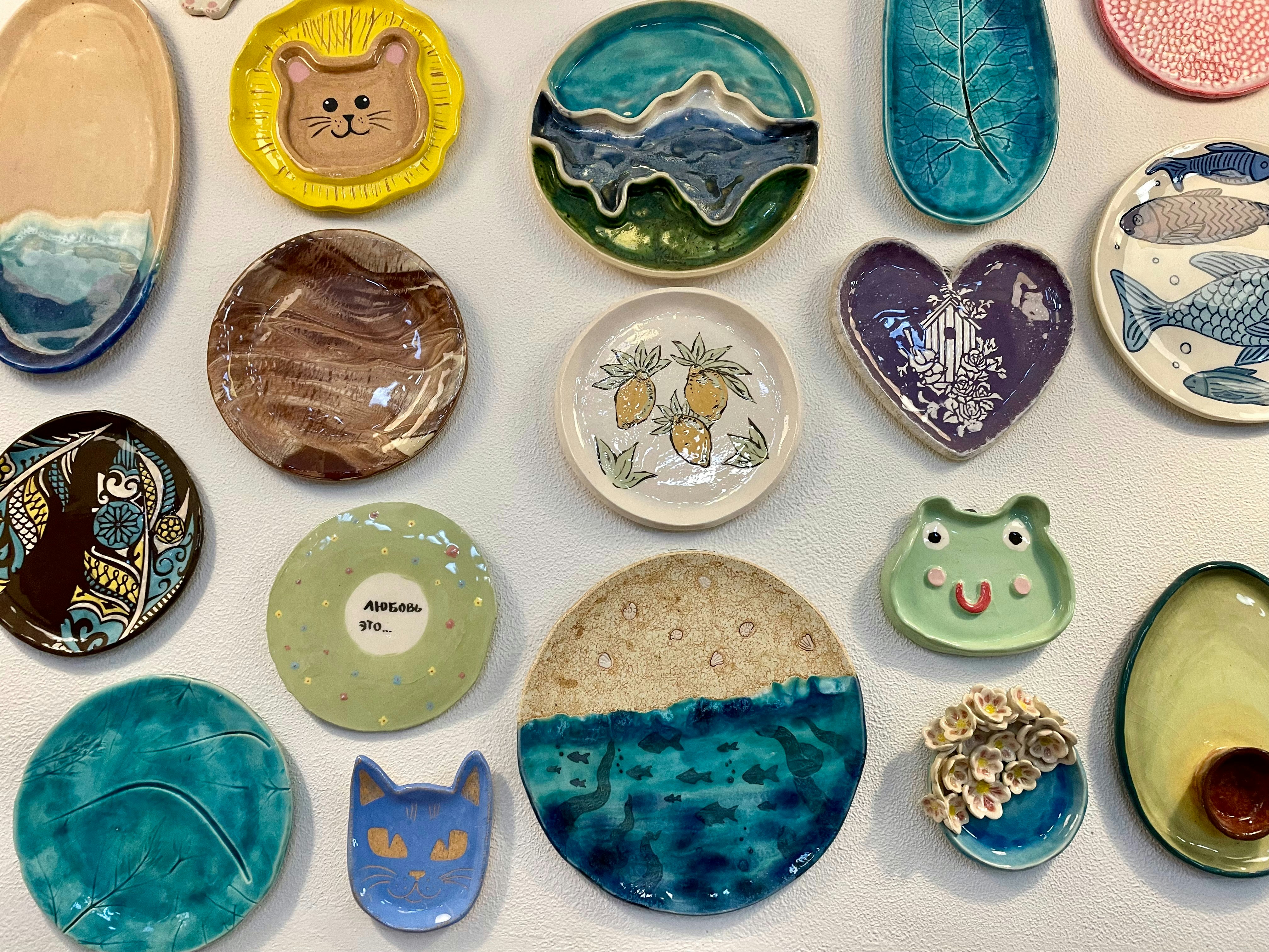 Wall display of clay plates