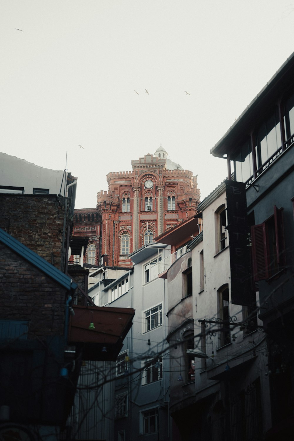 a view of a very tall building in the distance