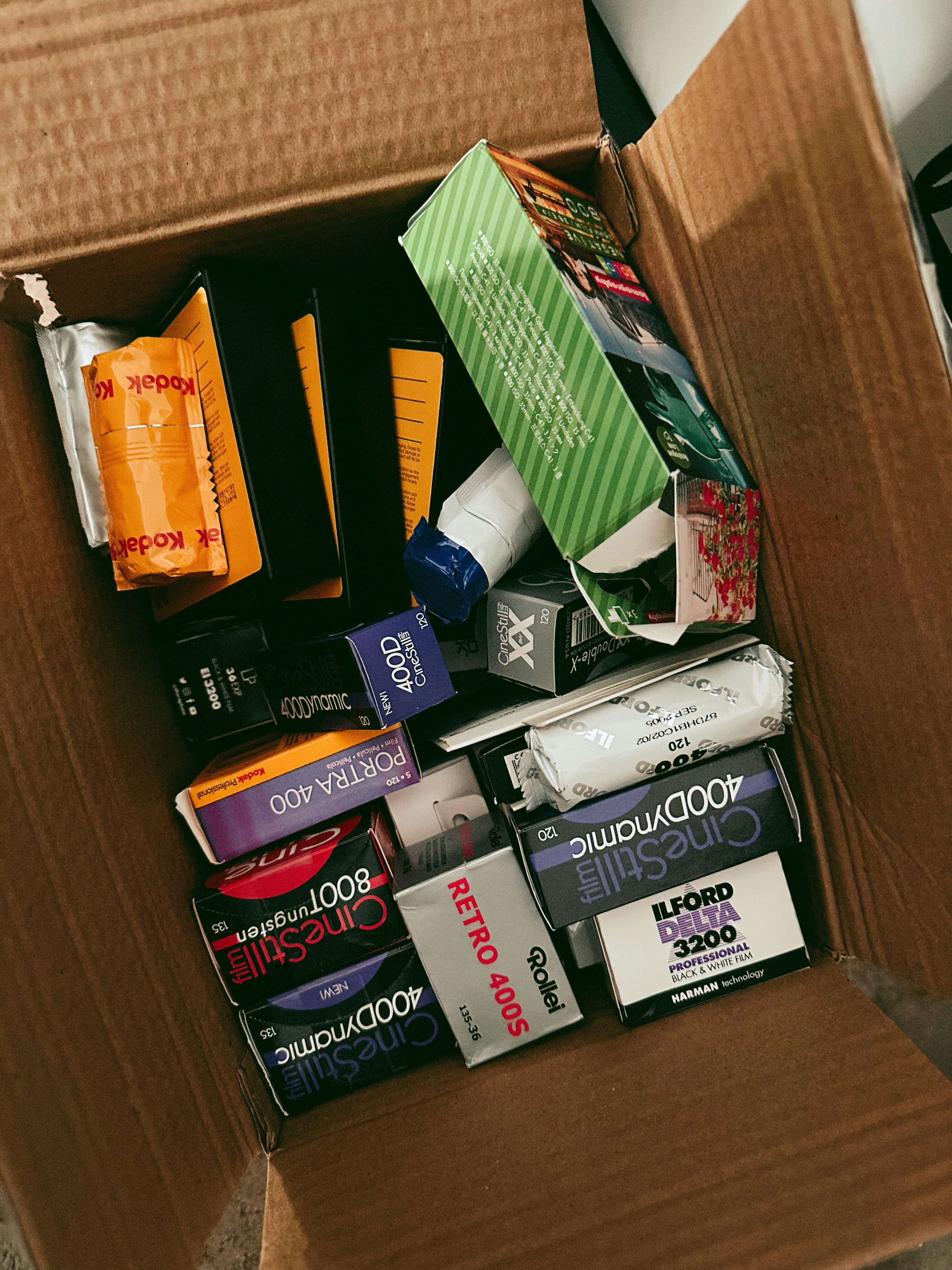 A cardboard box filled with lots of different items photo – Free Paper ...