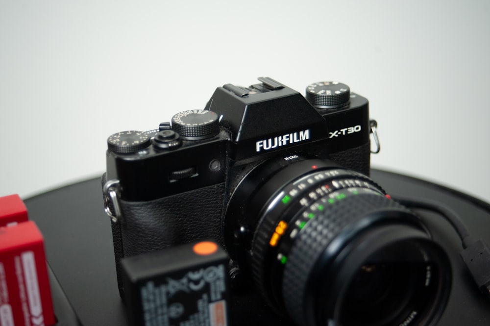 a camera sitting on top of a table