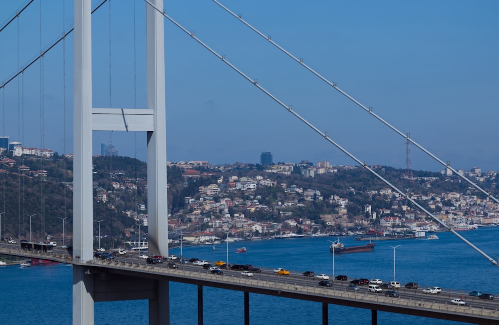 a view of a bridge over a body of water