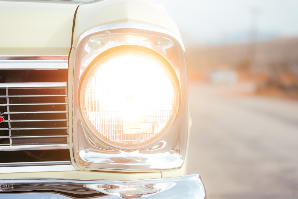 a close up of a light on a car