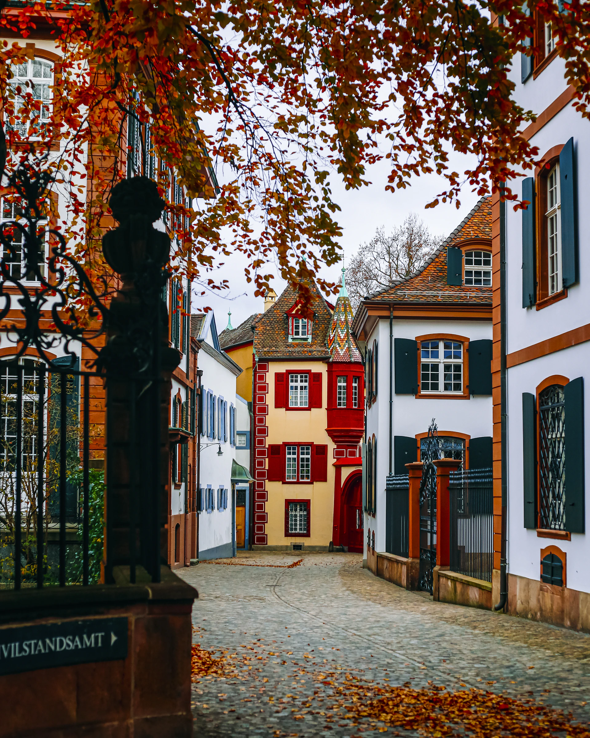 a cobblestone street in a european village