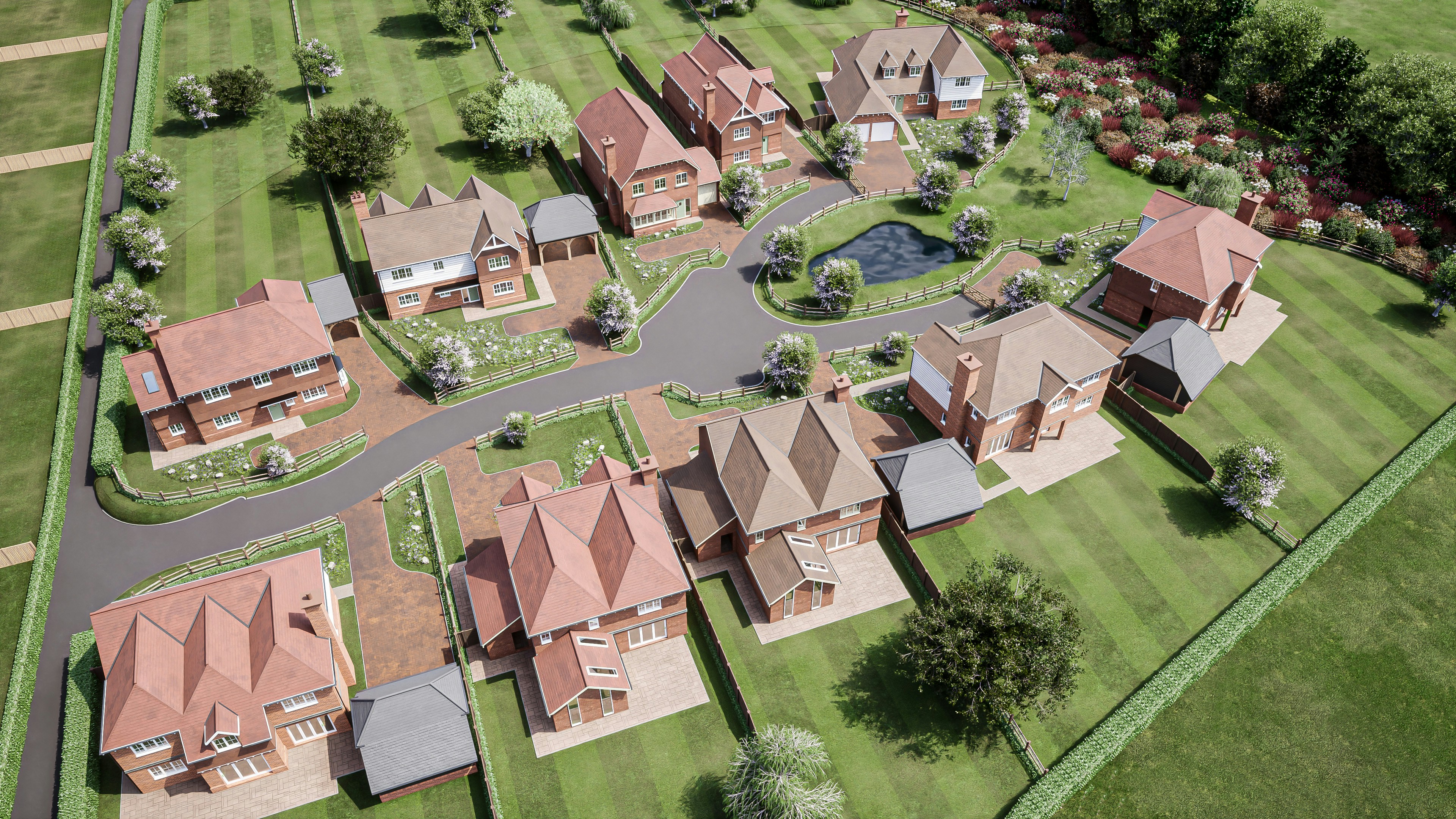 Aerial view of houses