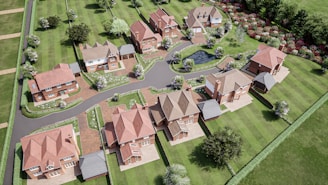 an aerial view of a lot of houses