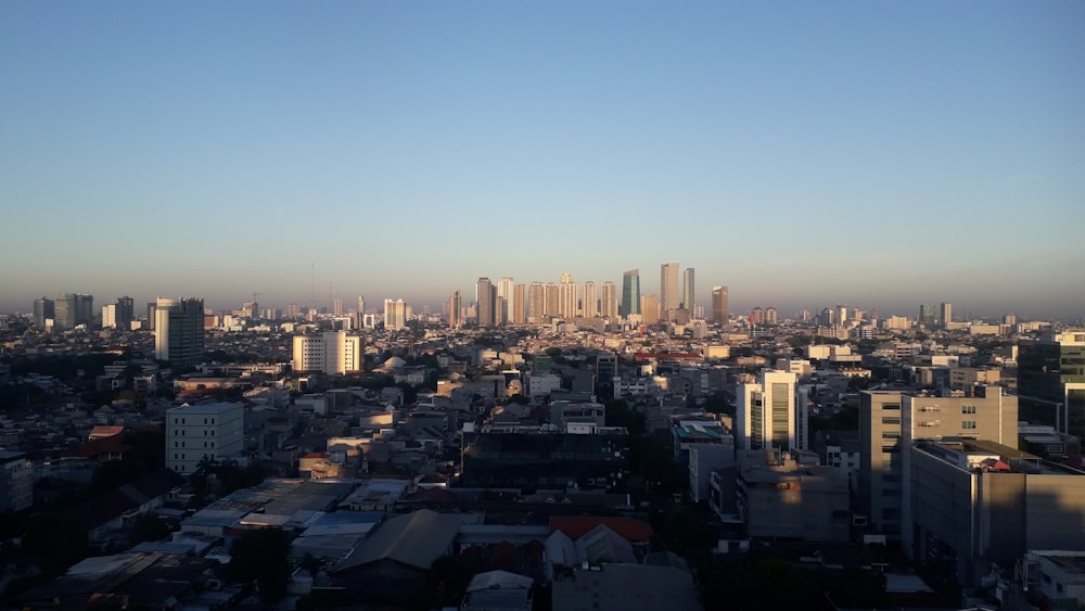 a view of a city from the top of a building