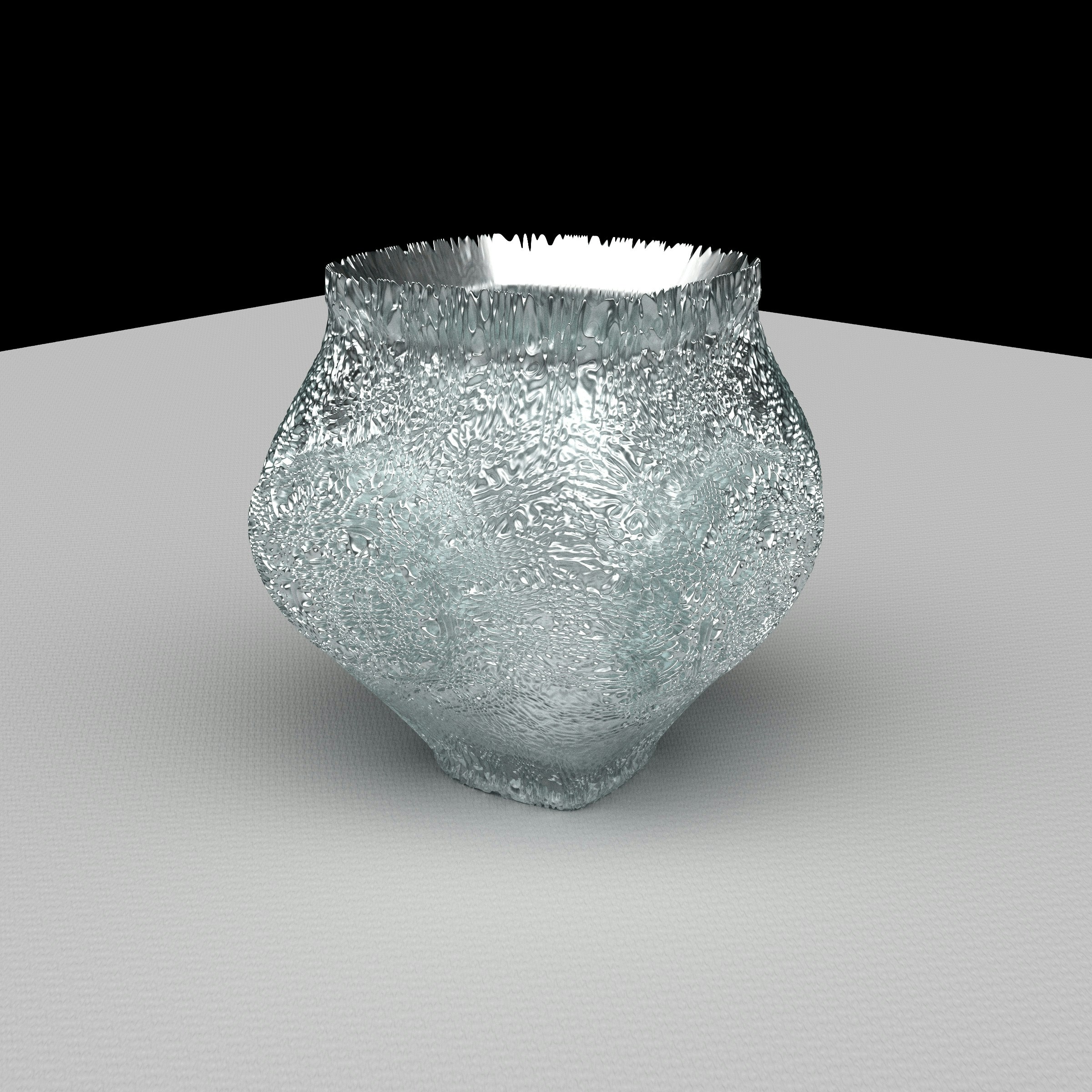 a glass bowl sitting on top of a table