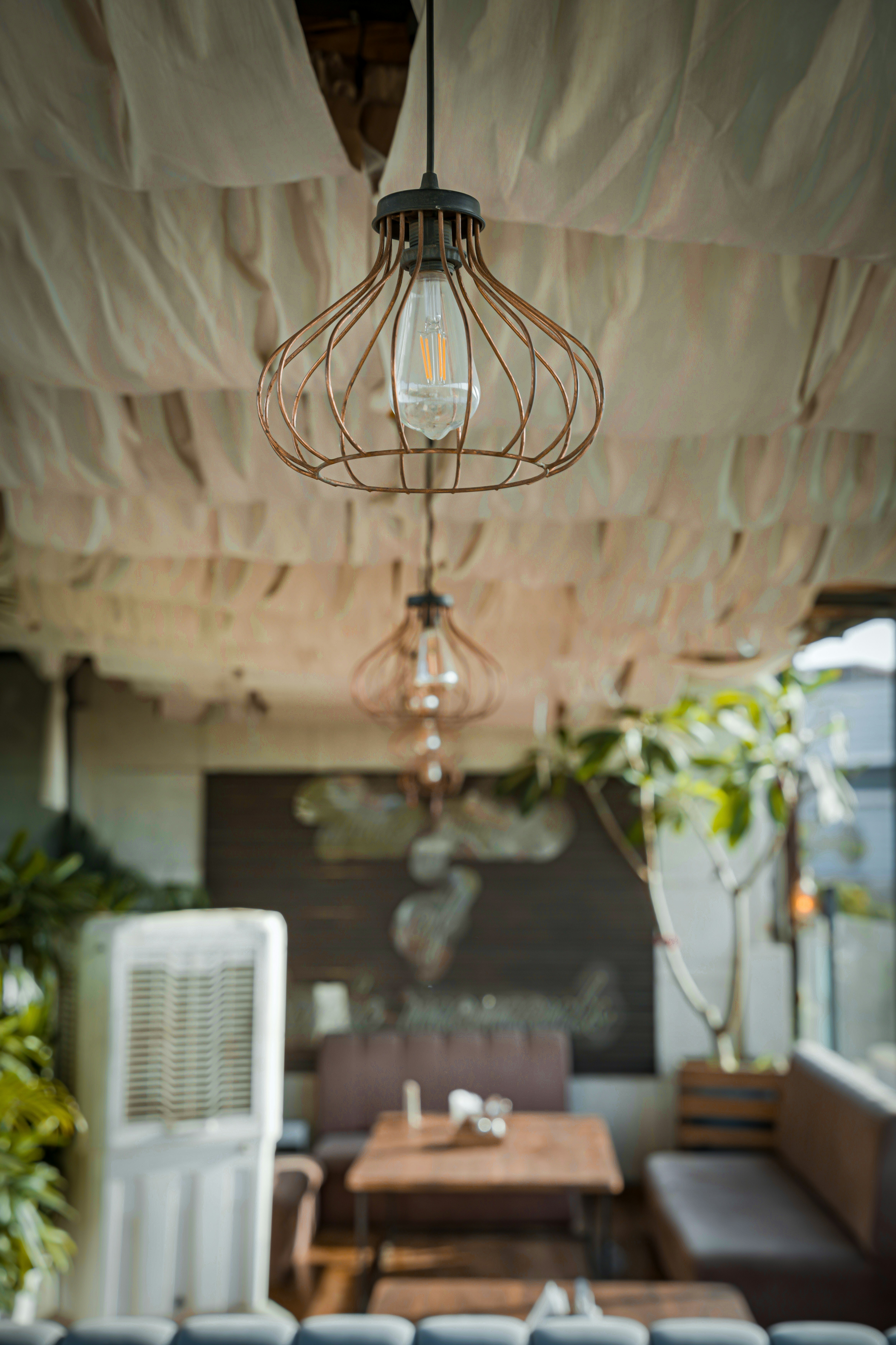 A light that is hanging from a ceiling