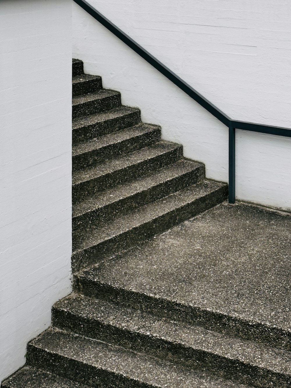 a black and white cat sitting on a set of stairs