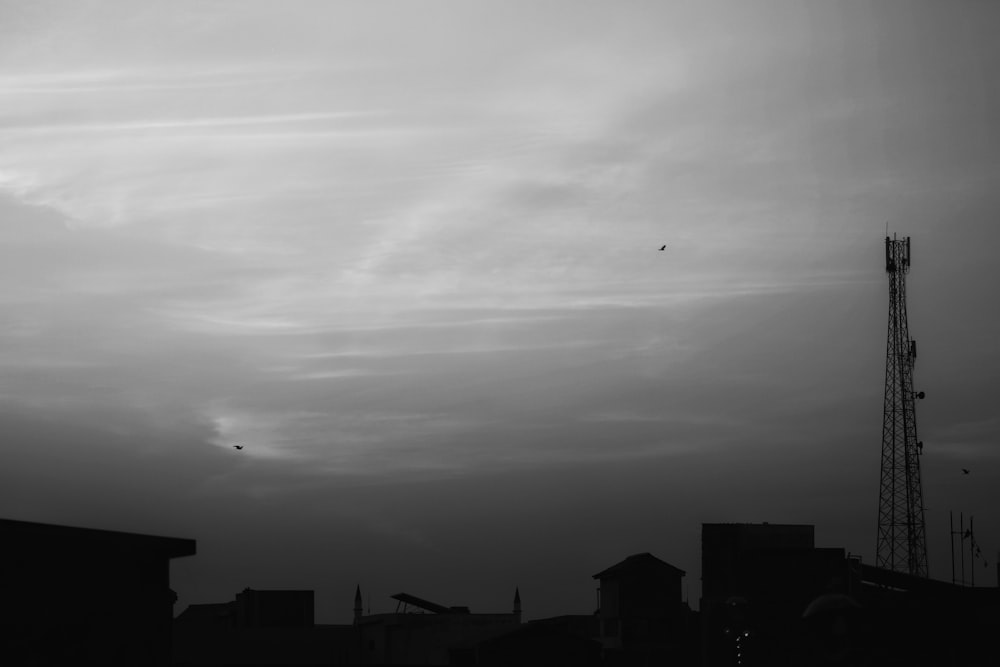 a black and white photo of a cloudy sky