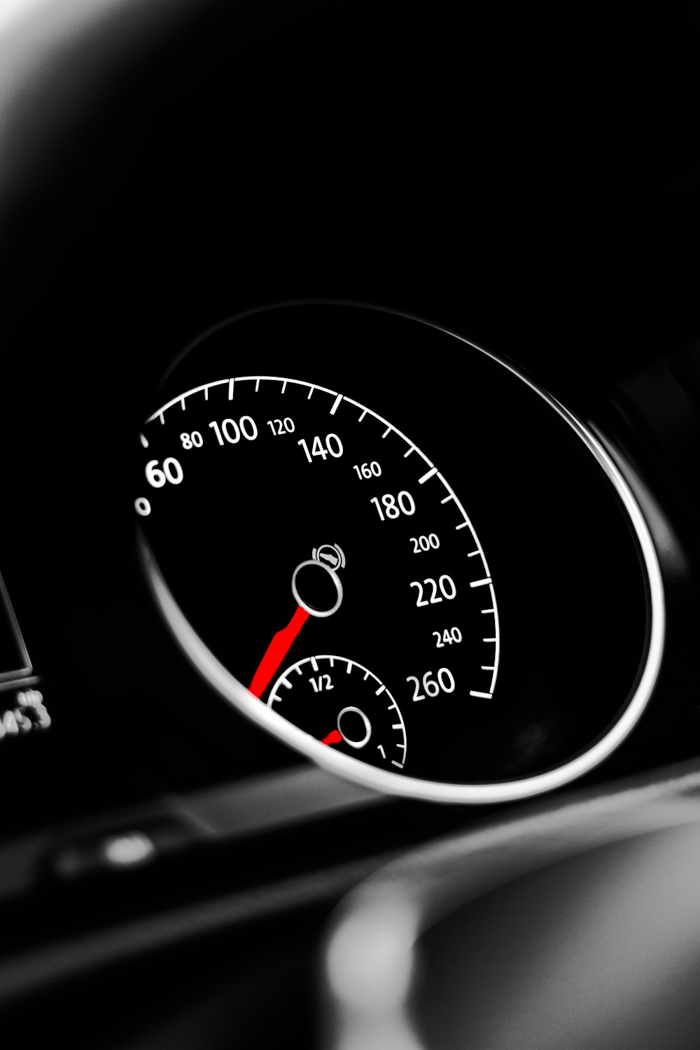 a close up of a speedometer on a car