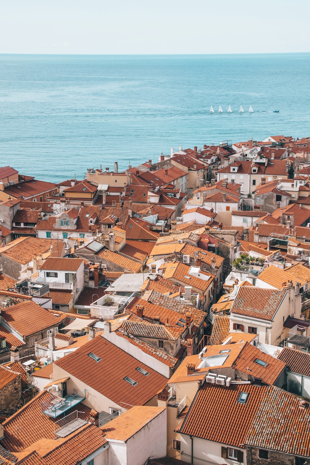 a view of a city by the ocean