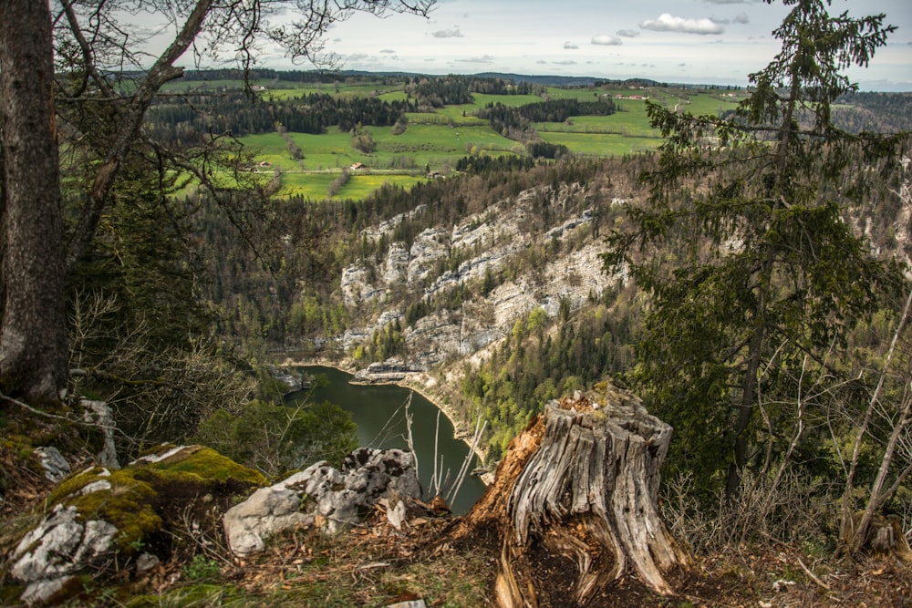 une vue d’une vallée et d’une rivière depuis une colline