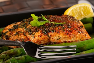 a close up of a plate of food with a fork