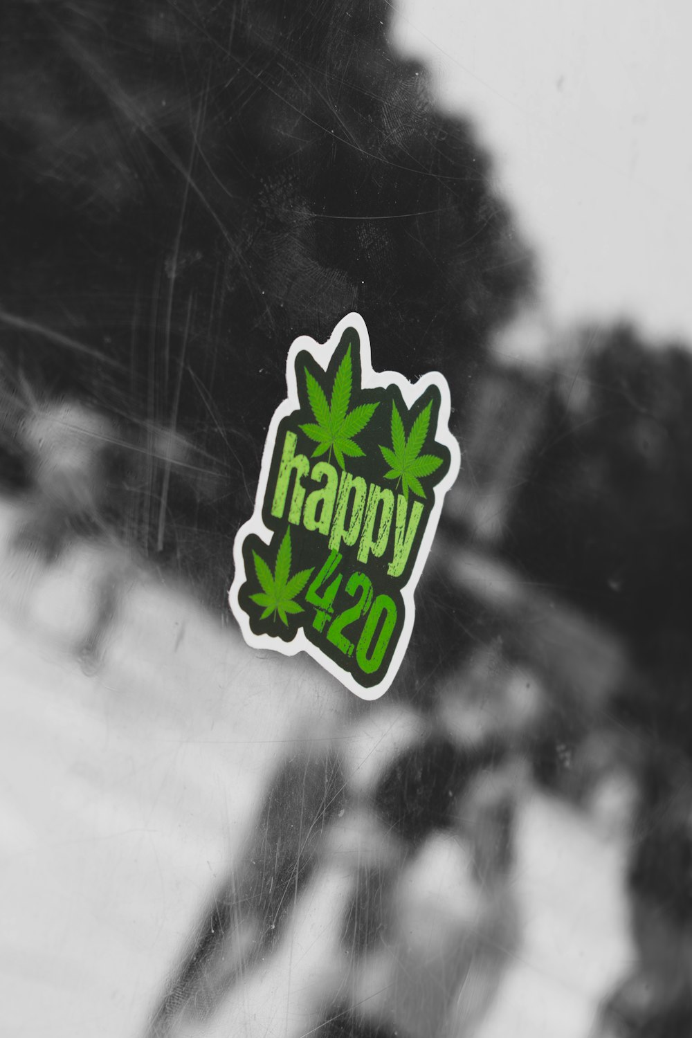 a sticker that says happy 420 on it