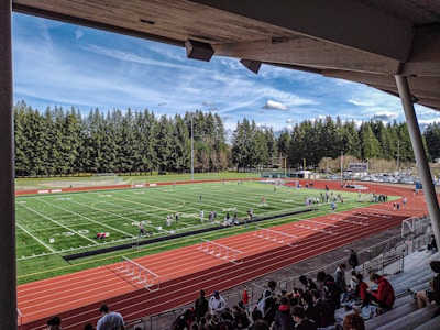 a view of a football field from inside a stadium