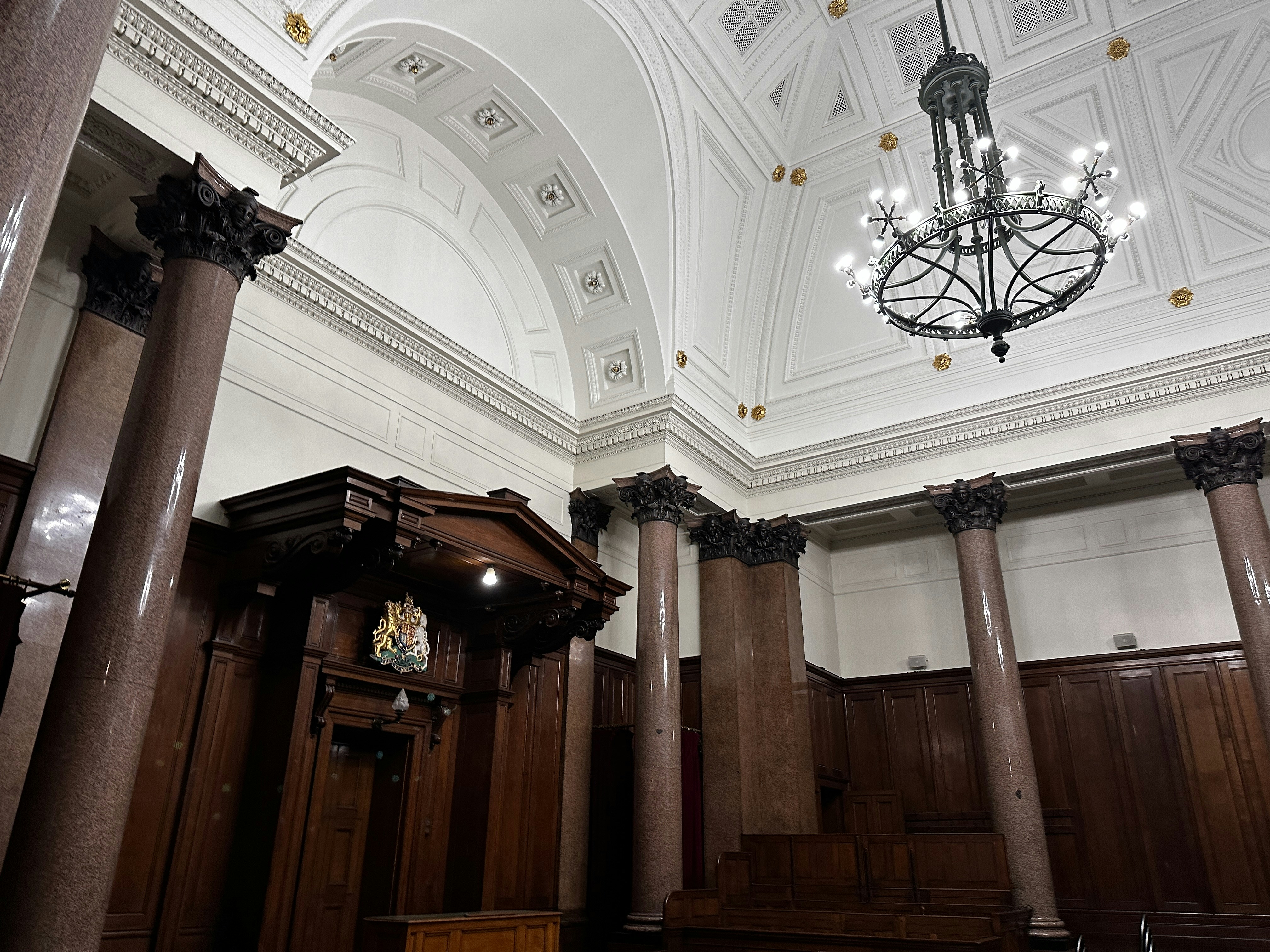 Chandelier hanging from ceiling