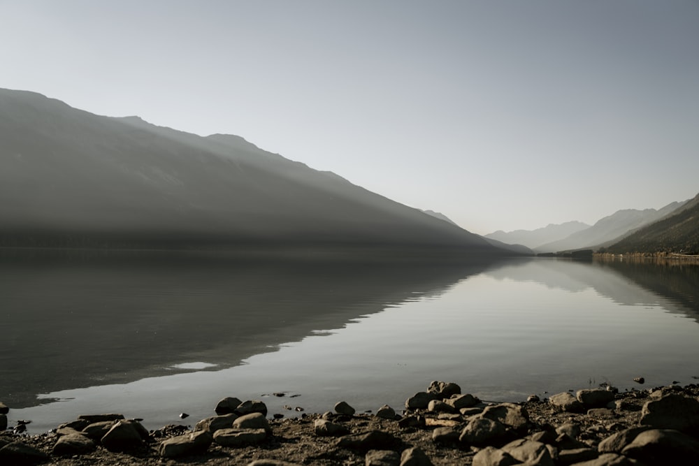 a large body of water surrounded by mountains