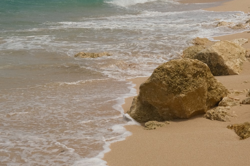 una spiaggia sabbiosa con onde che arrivano a riva