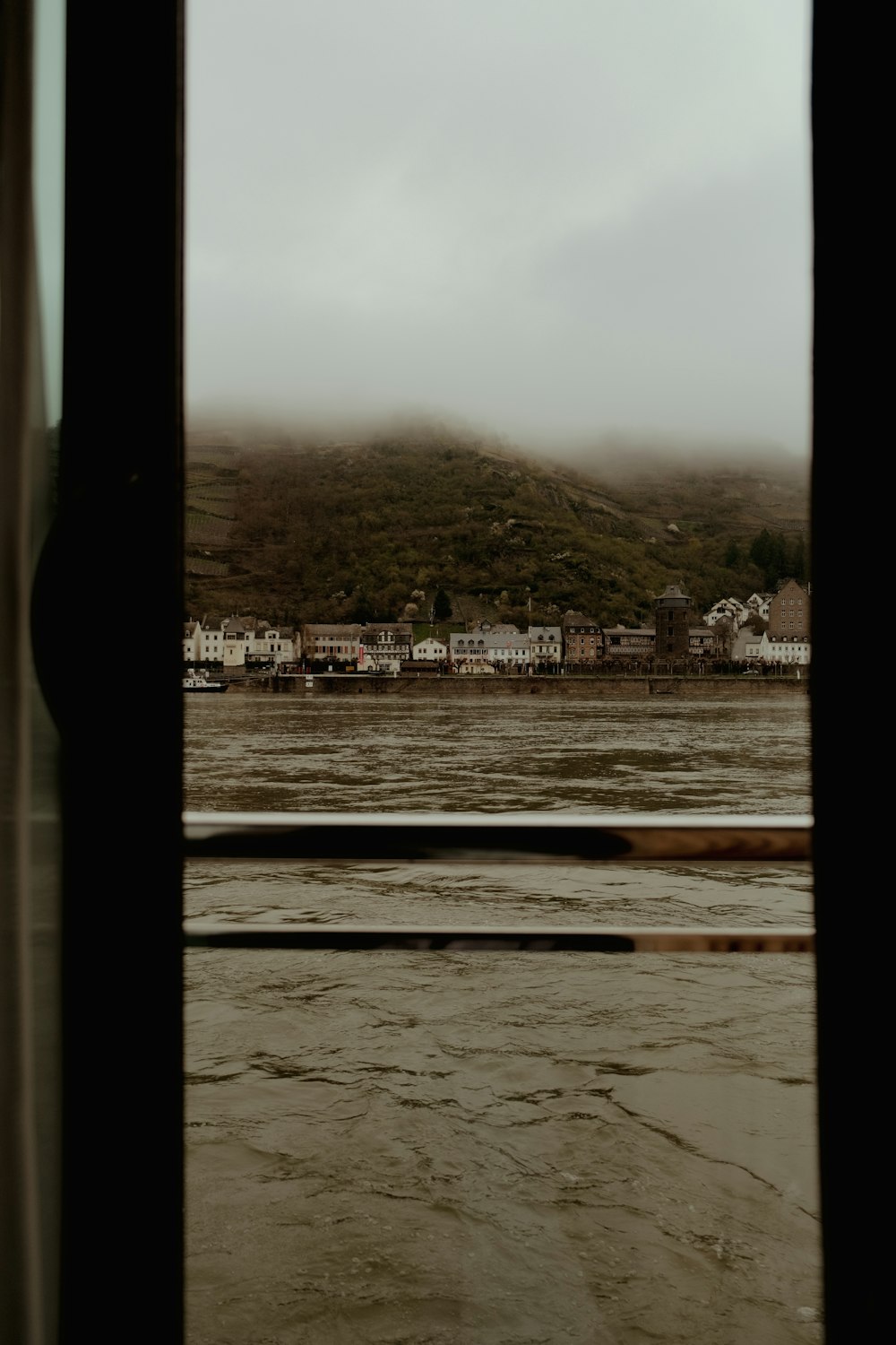 a view of a body of water through a window